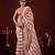 celebrity type light peach stone and bead embroidery border chiffon saree with unstitched blouse