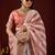 celebrity type light peach stone and bead embroidery border chiffon saree with unstitched blouse