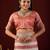 celebrity type light peach stone and bead embroidery border chiffon saree with unstitched blouse