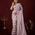 floral lavender stone and bead embroidery border chiffon saree with unstitched blouse