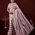 floral lavender stone and bead embroidery border chiffon saree with unstitched blouse