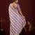 floral lavender stone and bead embroidery border chiffon saree with unstitched blouse