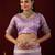 floral lavender stone and bead embroidery border chiffon saree with unstitched blouse