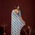 embellished blue stone and bead embroidery border chiffon saree with unstitched blouse