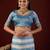 embellished blue stone and bead embroidery border chiffon saree with unstitched blouse