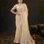 ethnic light yellow pastel floral embroidered border kashmiri organza saree with unstitched blouse