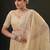 ethnic light yellow pastel floral embroidered border kashmiri organza saree with unstitched blouse