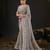 trendy gray pastel floral embroidered border kashmiri organza saree with unstitched blouse