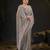 trendy gray pastel floral embroidered border kashmiri organza saree with unstitched blouse
