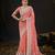 traditional peach pastel floral embroidered border kashmiri organza saree with unstitched blouse