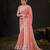 traditional peach pastel floral embroidered border kashmiri organza saree with unstitched blouse