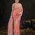 traditional peach pastel floral embroidered border kashmiri organza saree with unstitched blouse