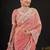 traditional peach pastel floral embroidered border kashmiri organza saree with unstitched blouse