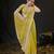 indian lemon yellow pastel floral embroidered border kashmiri organza saree with unstitched blouse