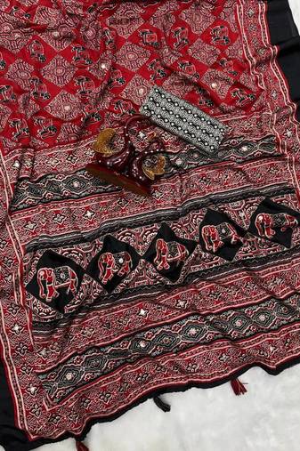 Black Zari And Mirror Crepe Silk Saree