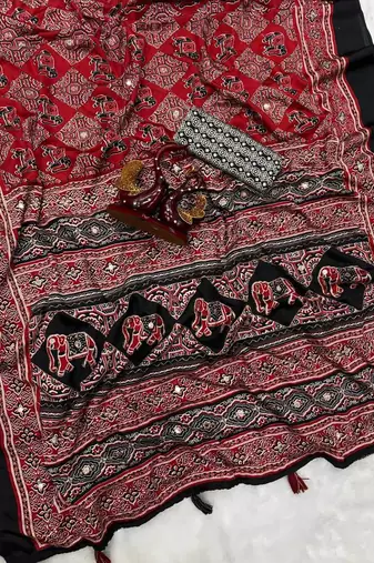 Black Zari And Mirror Crepe Silk Saree