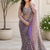 Lavender Color Sequins And Beads Embroidery Work With Fancy Latkan Net Saree
