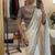White Embroidery Sequence Buttis Satin Saree