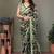 Light Green Printed Work Chiffon Saree