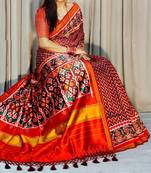 Maroon Color Lagadi Patta And Weaved Zari Border Work Silk Patola Saree
