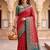 Red Color Kashmiri Thread Wooven Work Silk Blend Saree