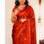 Orange Khadi Art Silk Saree With Jacquard Leaf Design