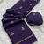Purple Khadi Art Silk Saree With Jacquard Leaf Design
