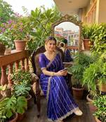 Purple Color Embroidery And Sequence Work Satin Saree