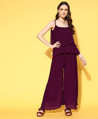 Women's fancy crushed georgette sleeveless jump suit 1