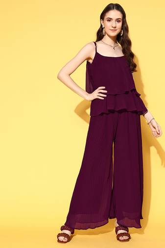 Women's fancy crushed georgette sleeveless jump suit