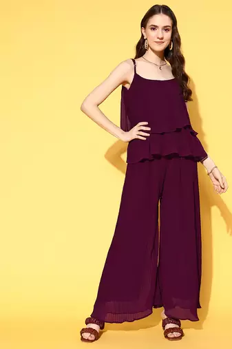 Women's fancy crushed georgette sleeveless jump suit