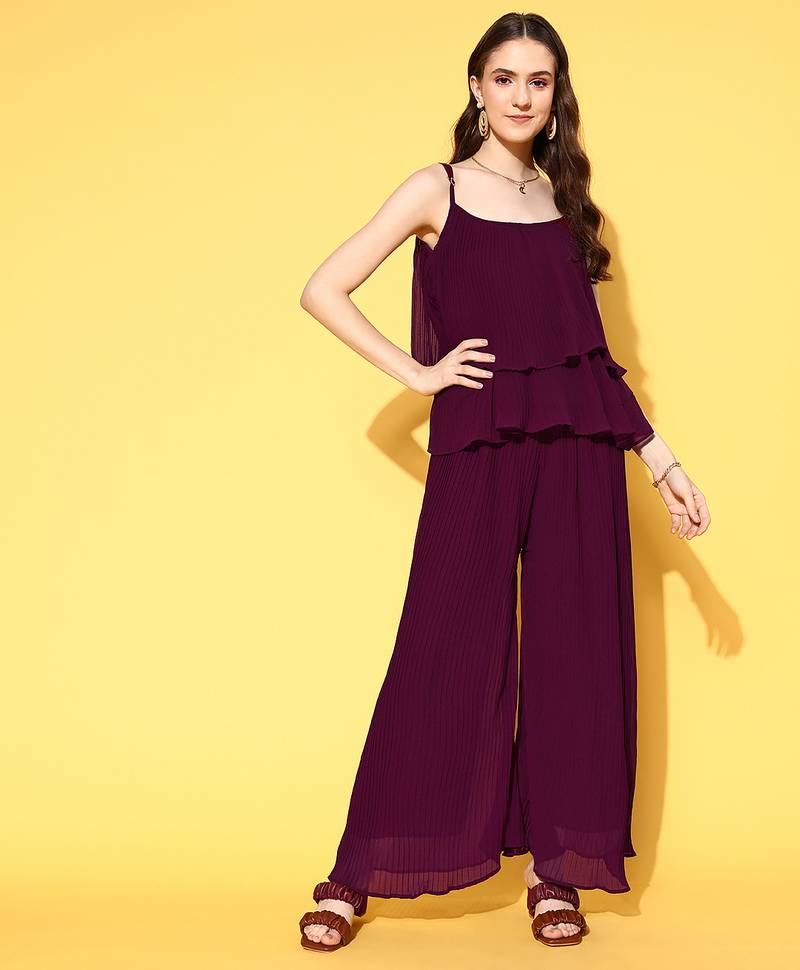Women's fancy crushed georgette sleeveless jump suit