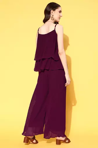 Women's fancy crushed georgette sleeveless jump suit