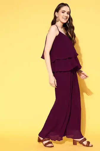 Women's fancy crushed georgette sleeveless jump suit