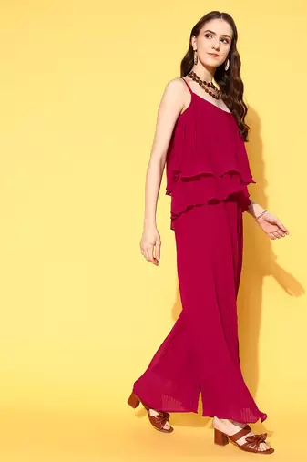 Women's fancy crushed georgette sleeveless jump suit