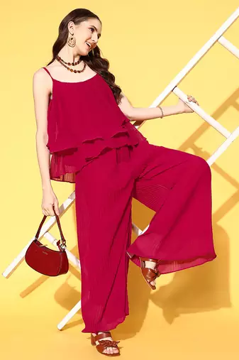 Women's fancy crushed georgette sleeveless jump suit