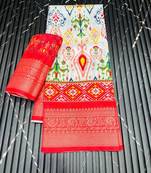 White Jaqurad Jari Weveing Dola Lichi Silk Saree
