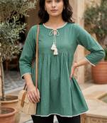 Women's pure cotton crausha lace design printed a line tunic