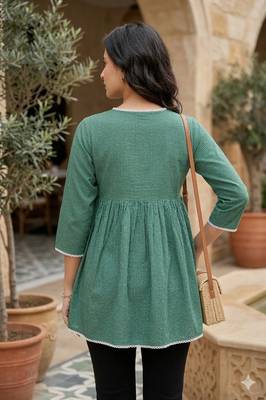 Women's pure cotton crausha lace design printed a line tunic 3