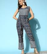 Muslin crochet sequin embroidery exclusive jump suit