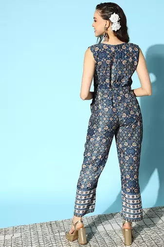 Muslin crochet sequin embroidery exclusive jump suit
