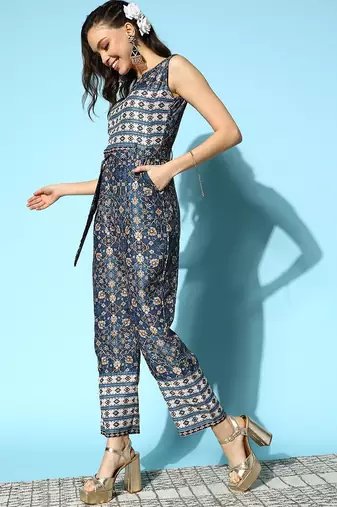 Muslin crochet sequin embroidery exclusive jump suit