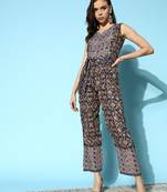 Women's sequin work belted jump suit