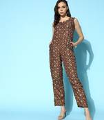 Women's belted sequin embroidered exclusive jump suit