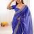 Navy Blue Color Thread & Sequins Embroidery With Badhani Print Work Faux Georgettete Saree