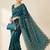 Teal Color Beeds And Cut Work Silk Blend Saree