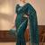 Teal Color Beeds And Cut Work Silk Blend Saree
