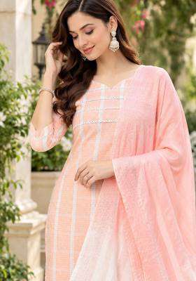 Women's south cotton  kurta pant dupatta set 3