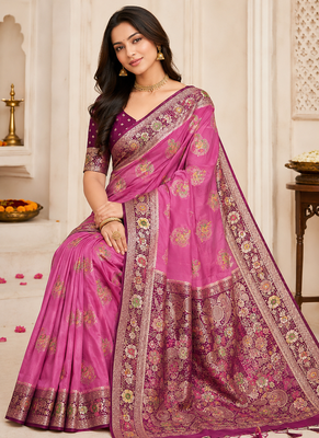 Pink Georgettete Saree With Blouse 1