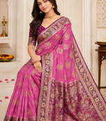 Pink Georgettete Saree With Blouse